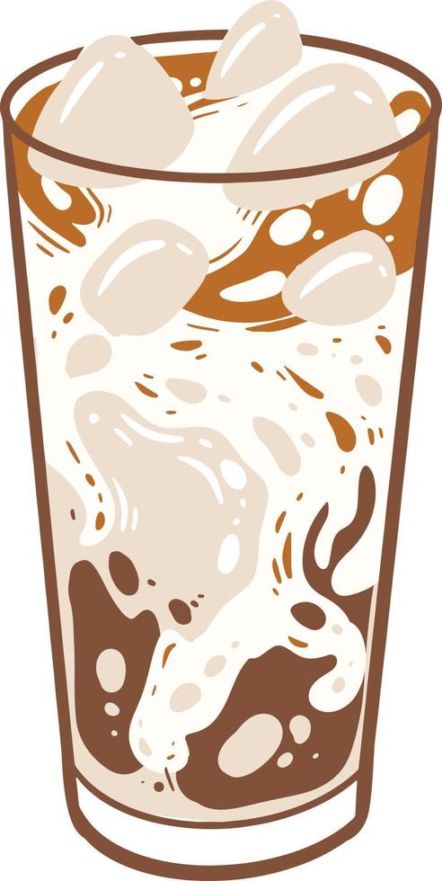 A glass of ice coffee illustration vector