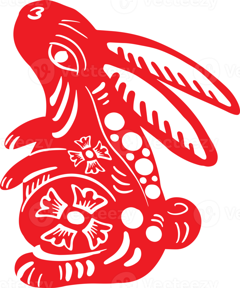 style chinois de lapin rouge pour le concept de célébration asiatique png