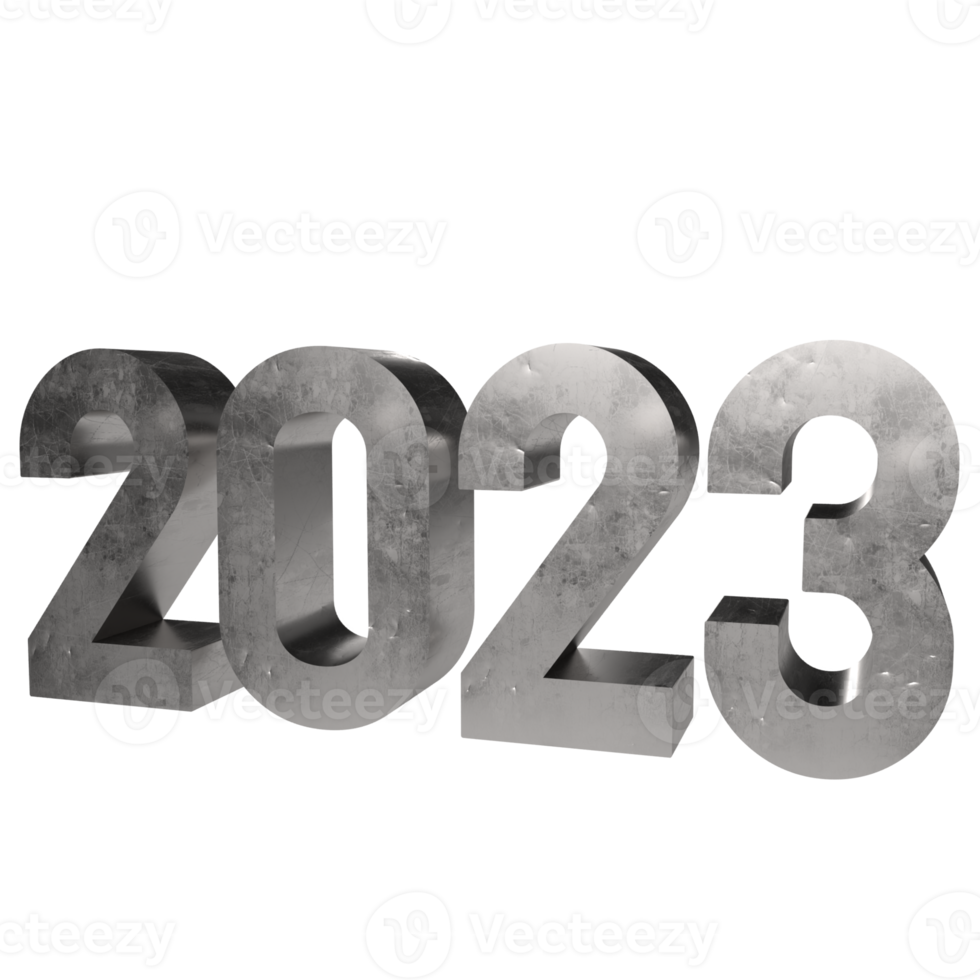 2023 metal number for new year concept png