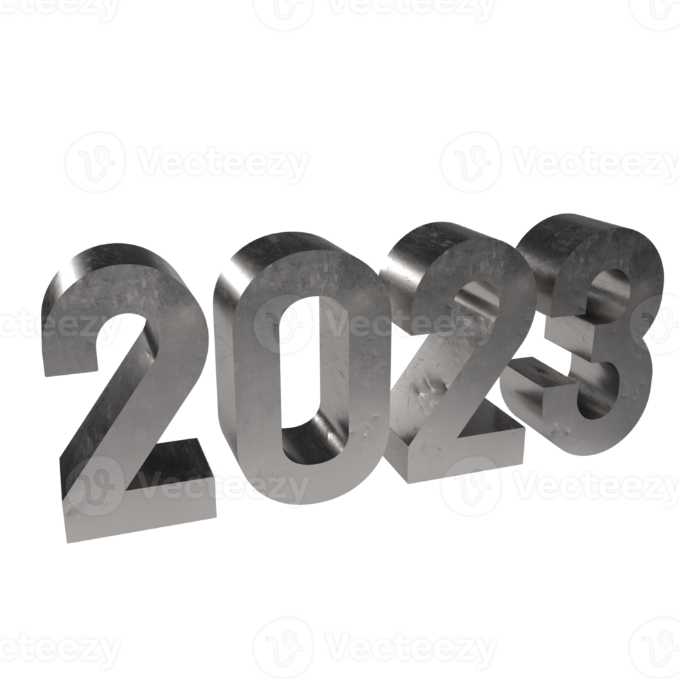2023 metal number for new year concept png