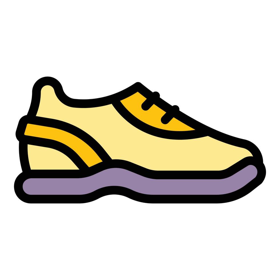 vector de contorno de color de icono de zapatillas de deporte corriendo