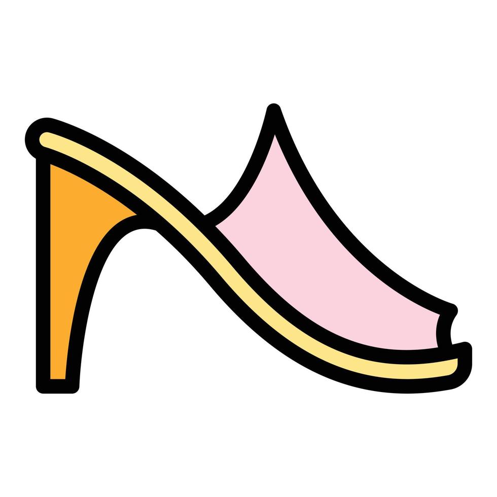 vector de contorno de color de icono de sandalias de ropa