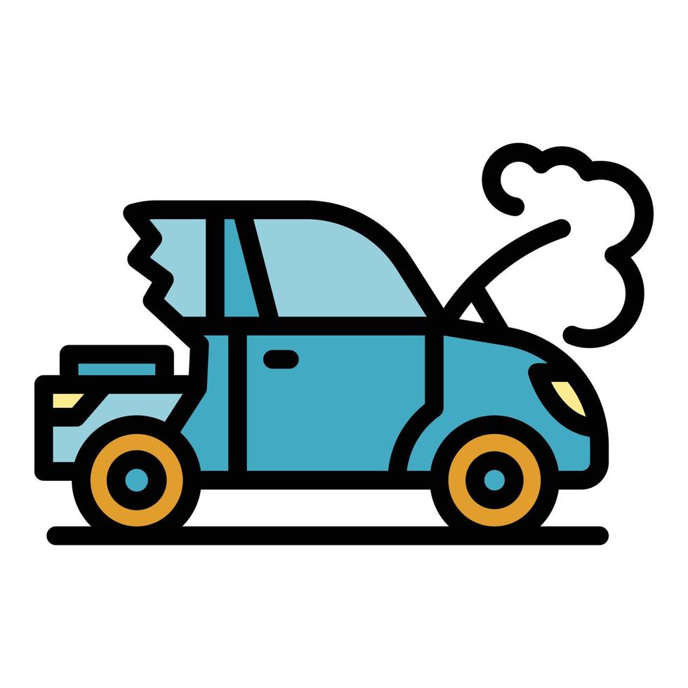 Broken car icon color outline vector