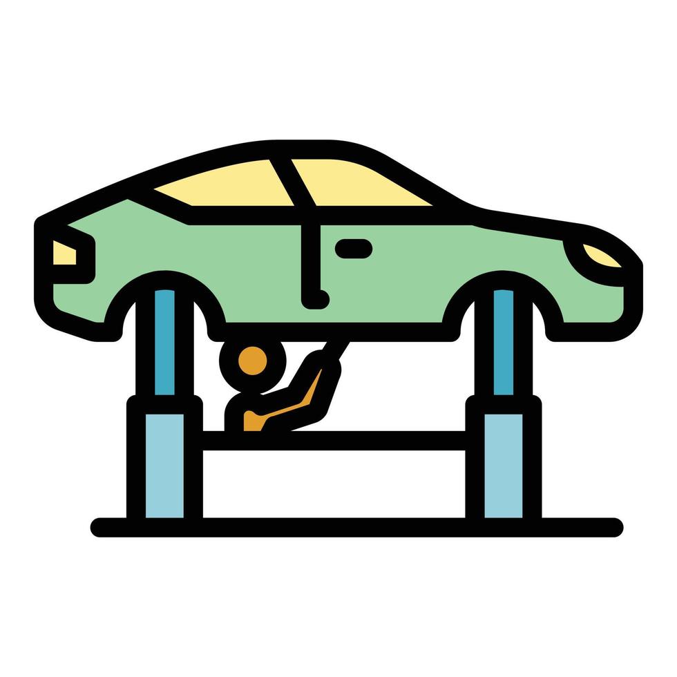 vector de contorno de color de icono de coche de servicio de reparación