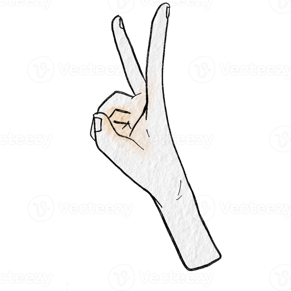 Watercolor various hand gestures png