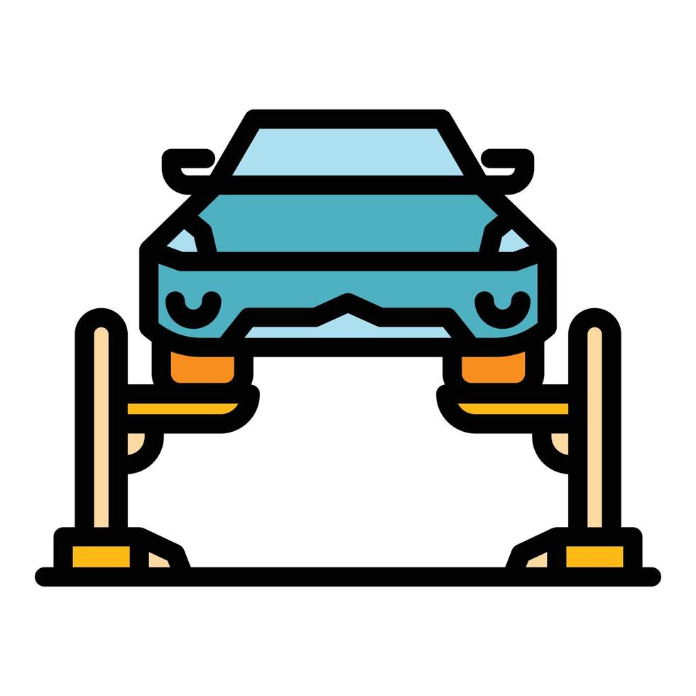 Mechanic car lift icon color outline vector