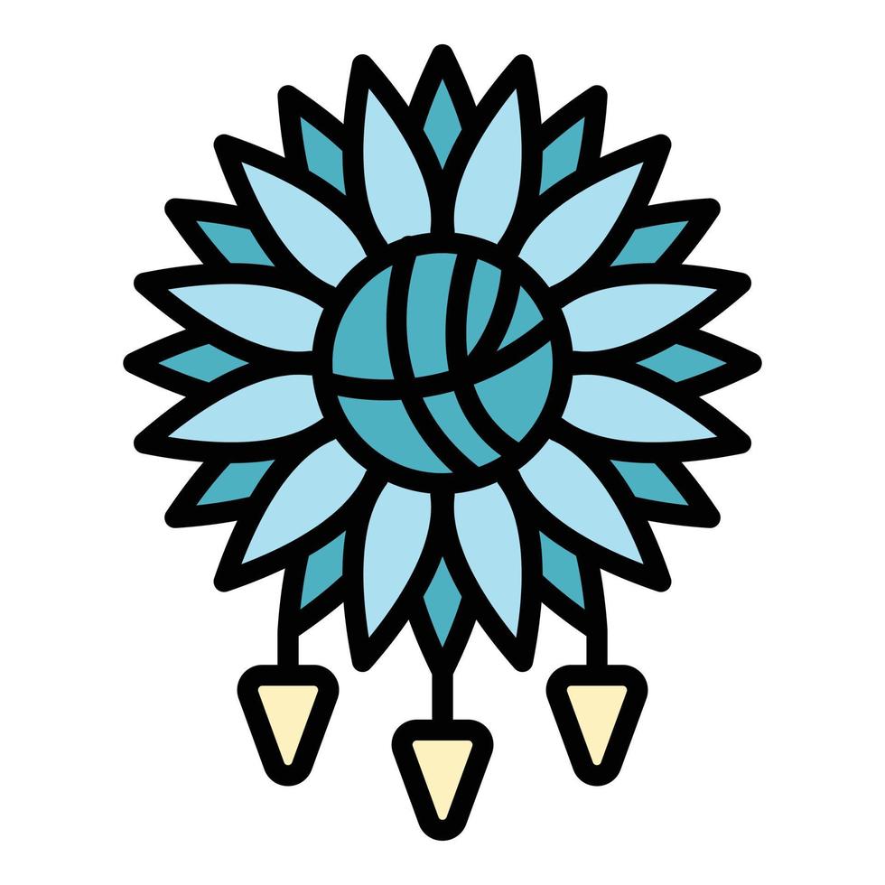 Ornamental dream catcher icon color outline vector