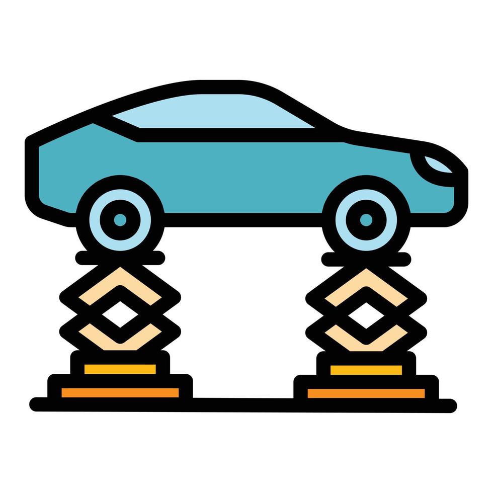 Car on lift icon color outline vector