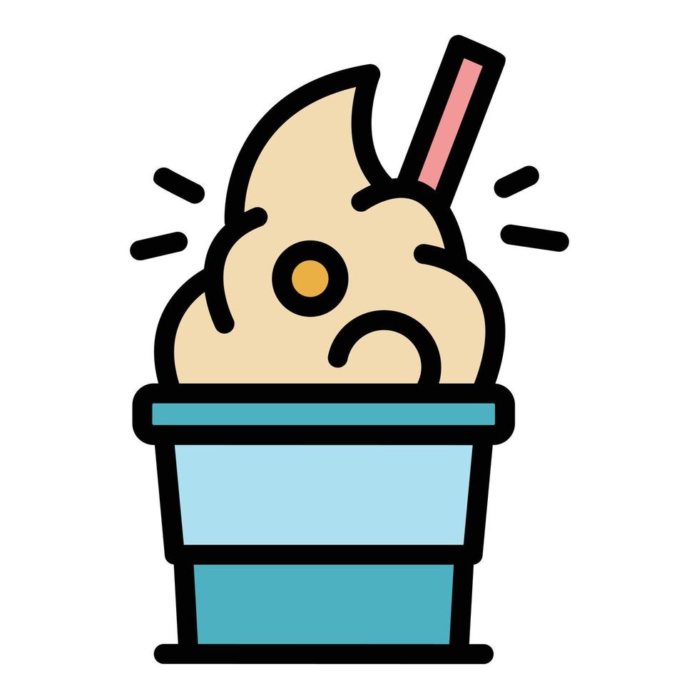 Cone ice cream icon color outline vector