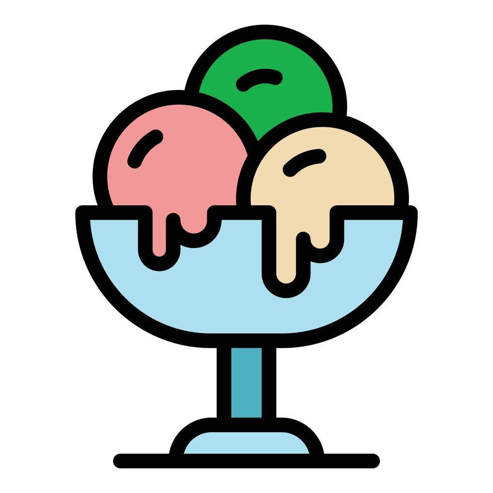Ice cream balls icon color outline vector