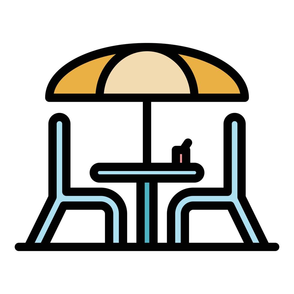 Street restaurant umbrella icon color outline vector