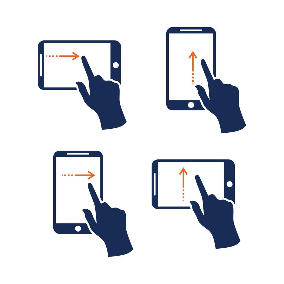 Touch screen gestures icon for smartphone. Vector icon for a mobile app user interface or manual. Smartphone gesture icon in four different styles