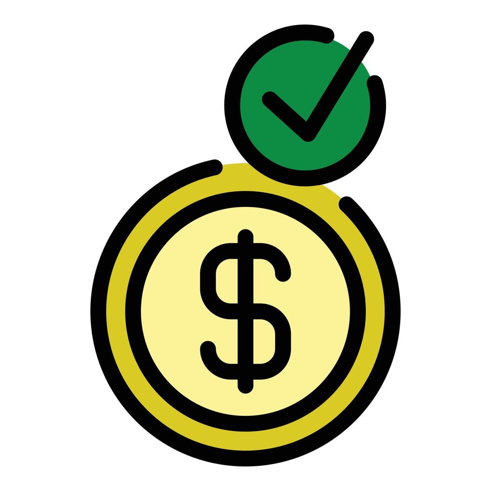 Done dollar icon color outline vector
