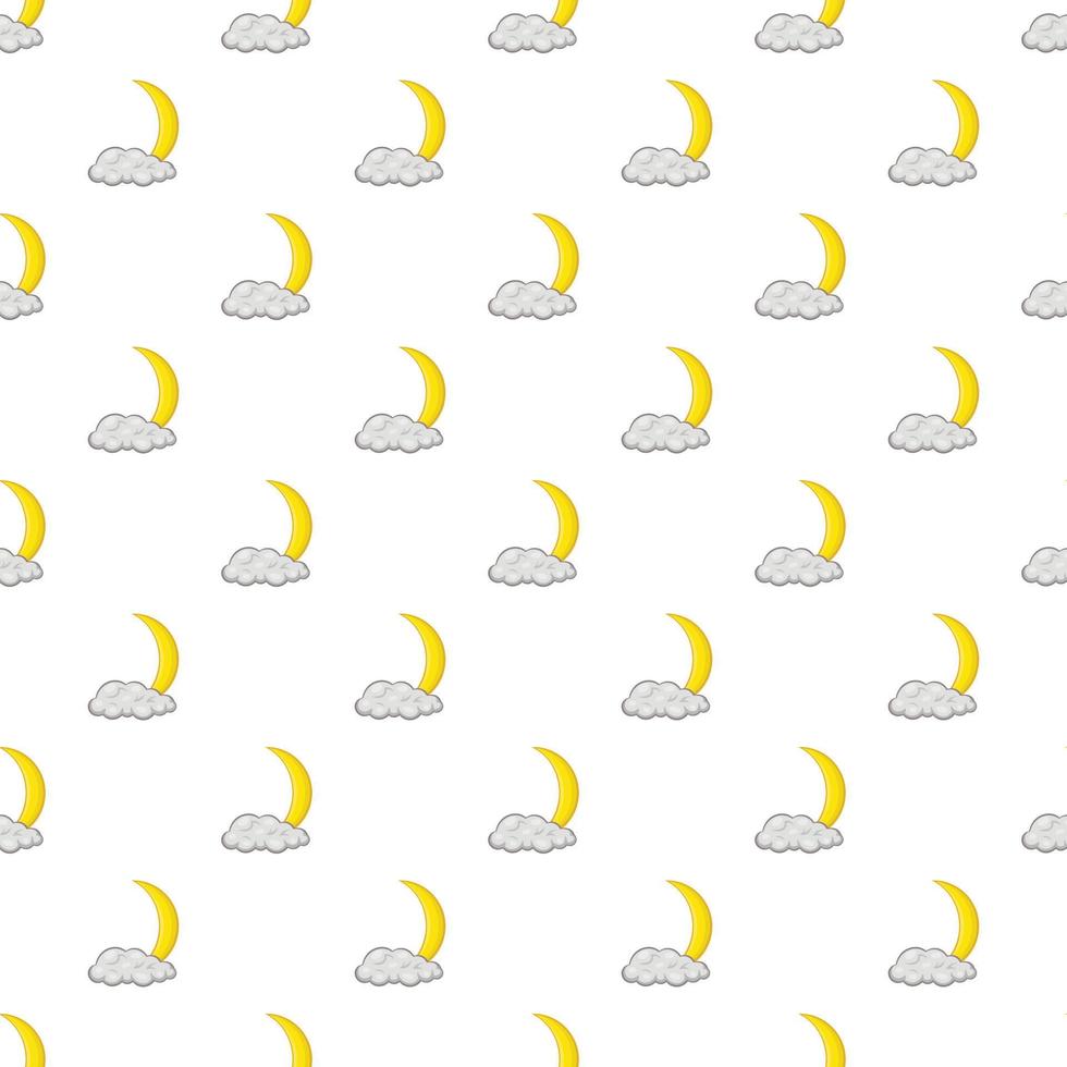 Cloud and crescent moon pattern, cartoon style vector