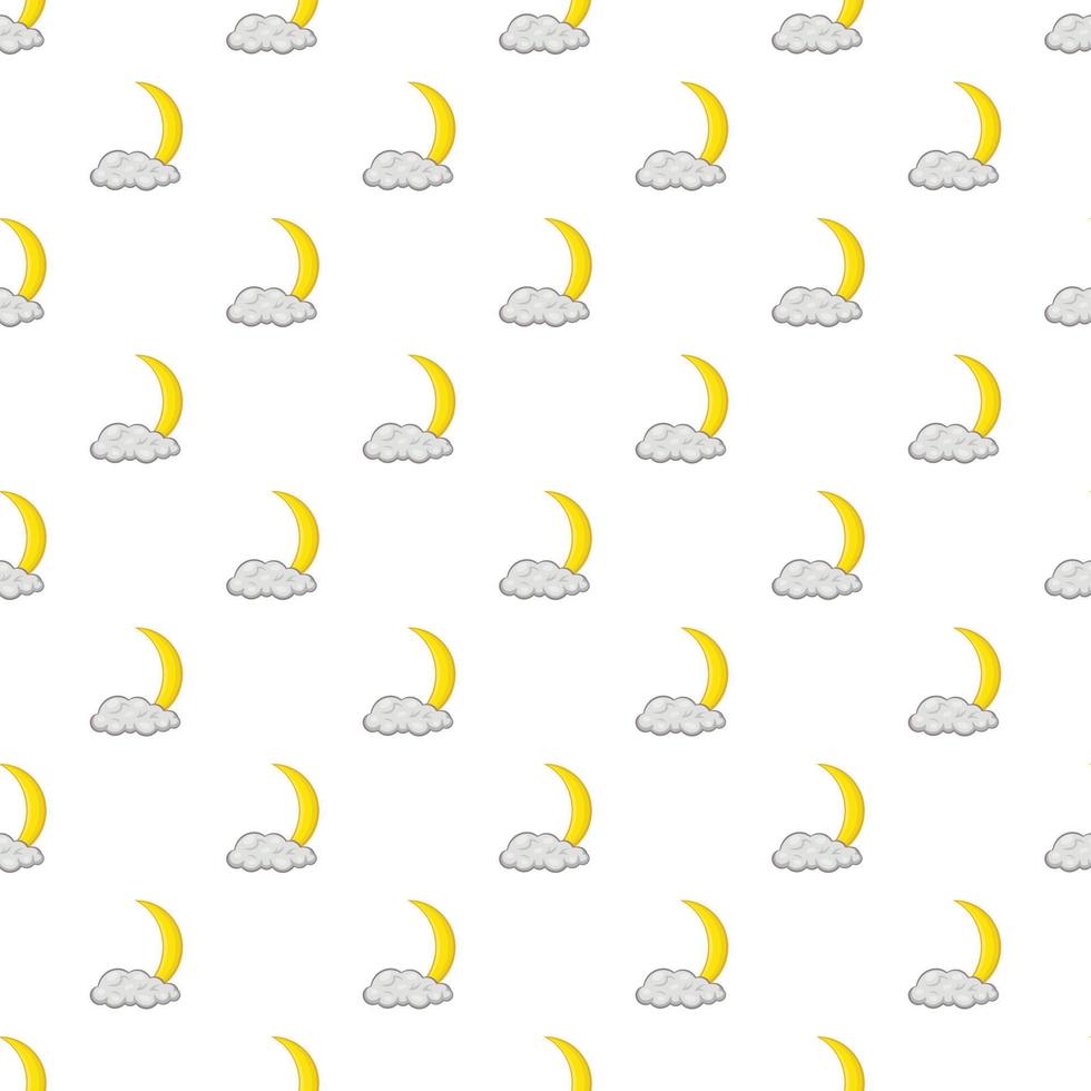 Cloud and crescent moon pattern, cartoon style vector