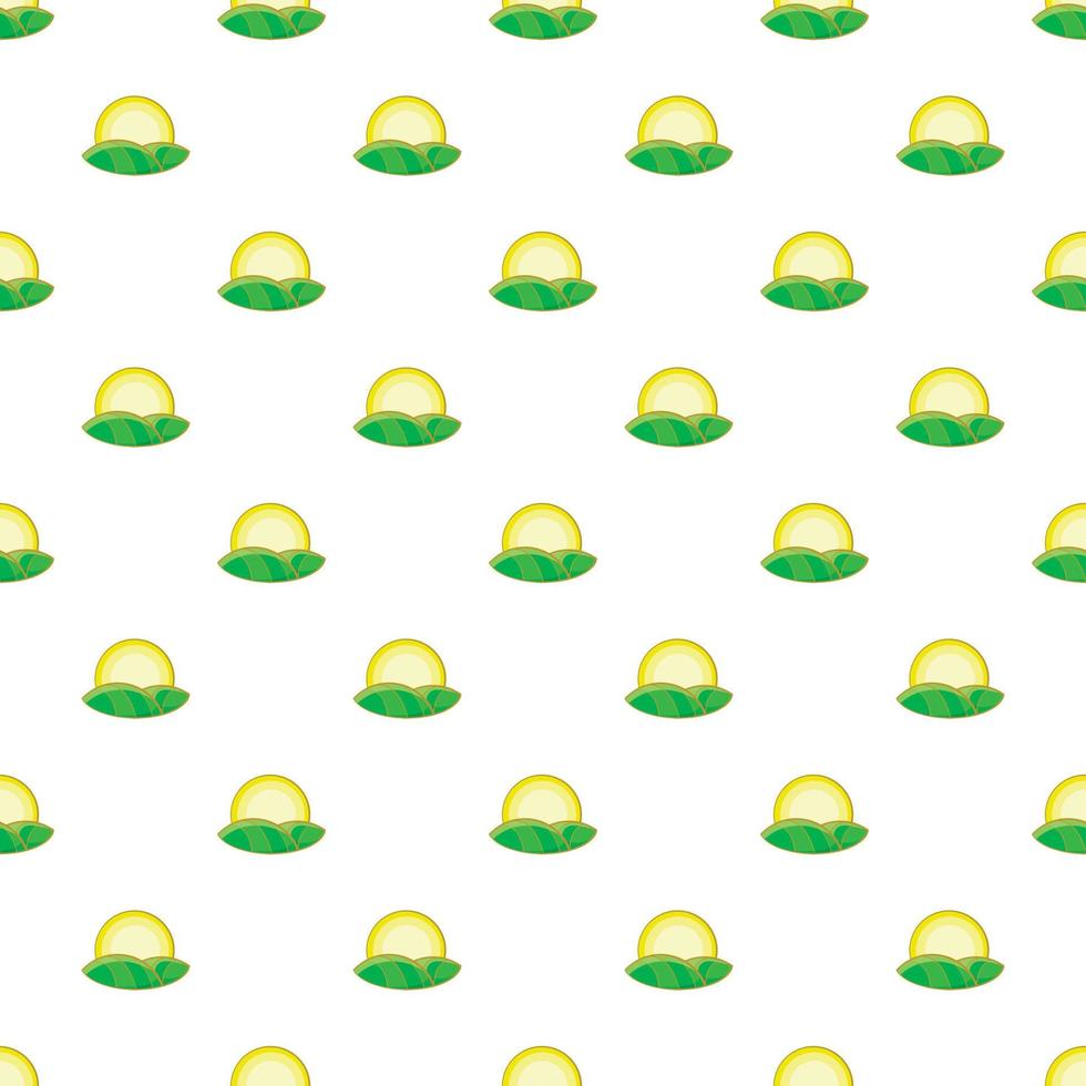 Hill and sun pattern, cartoon style vector