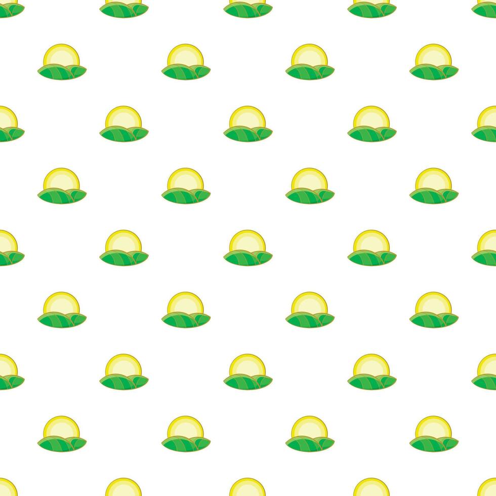 Hill and sun pattern, cartoon style vector