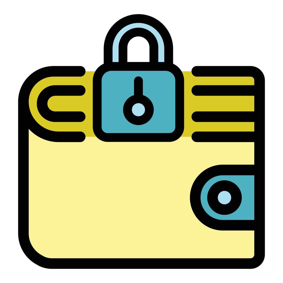 Wallet lock icon color outline vector