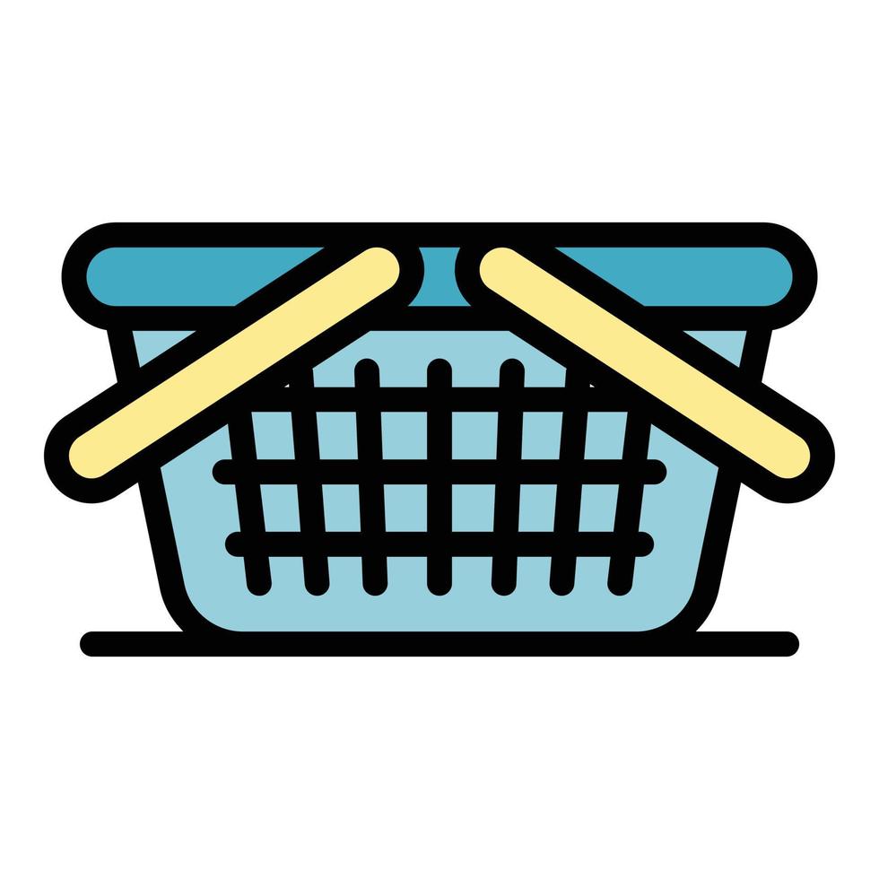 Shop basket icon color outline vector