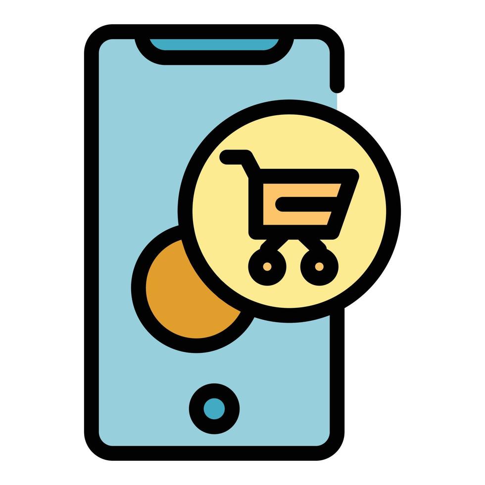 Shop mobile app icon color outline vector