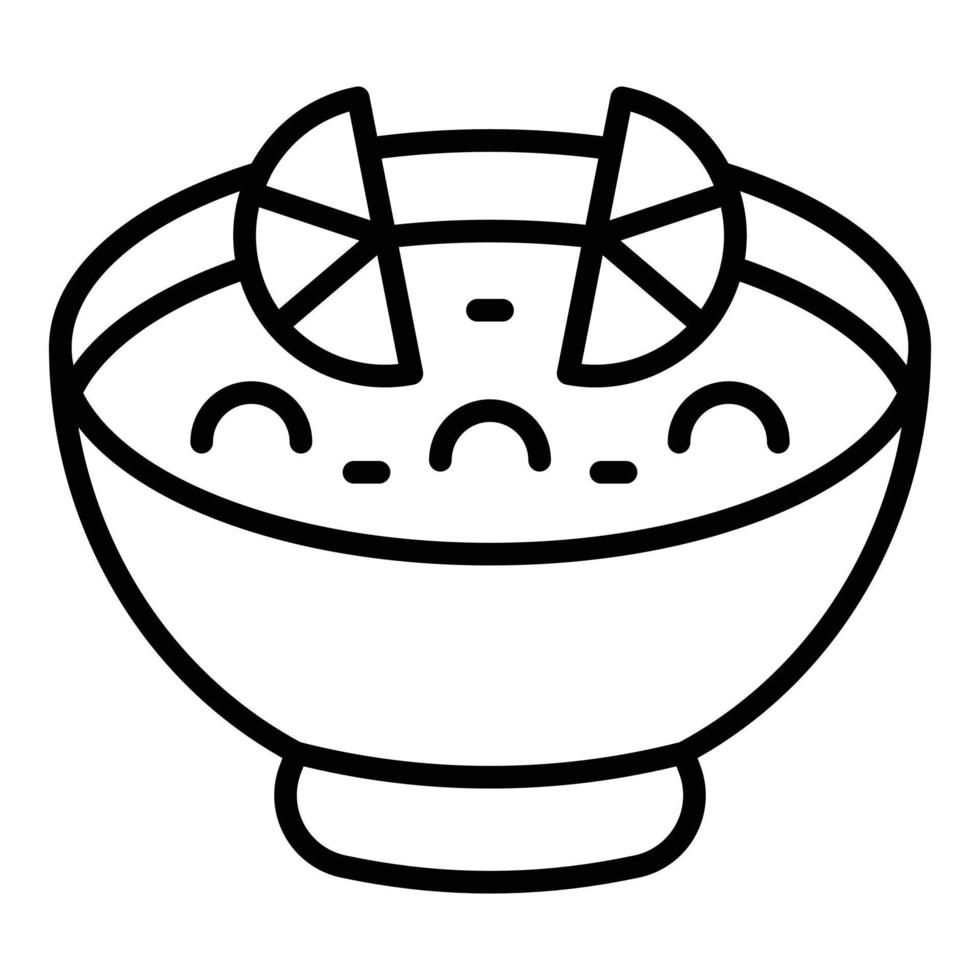 vector de contorno de icono de paella de limón. pescado culinario