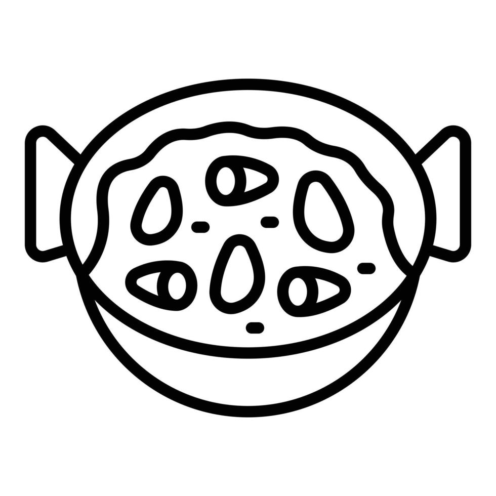 vector de contorno de icono de paella de almuerzo. cocina culinaria