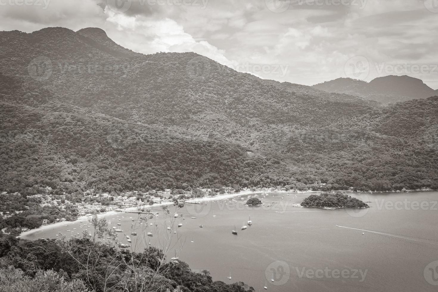 Big tropical island Ilha Grande Abraao beach panorama Brazil. photo