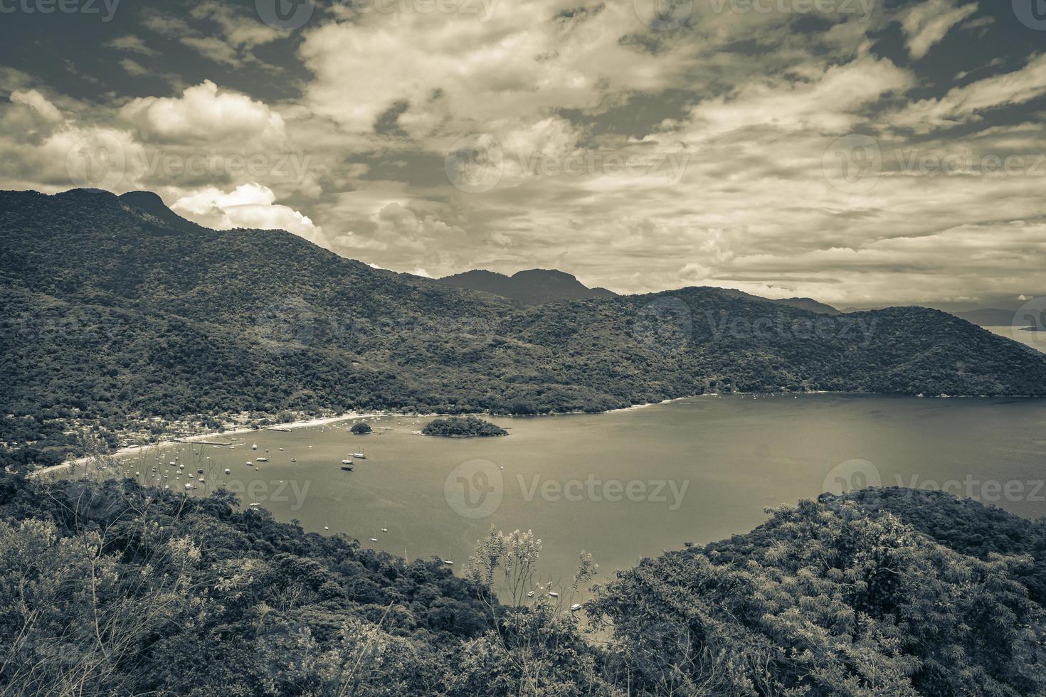 Big tropical island Ilha Grande Abraao beach panorama Brazil. photo