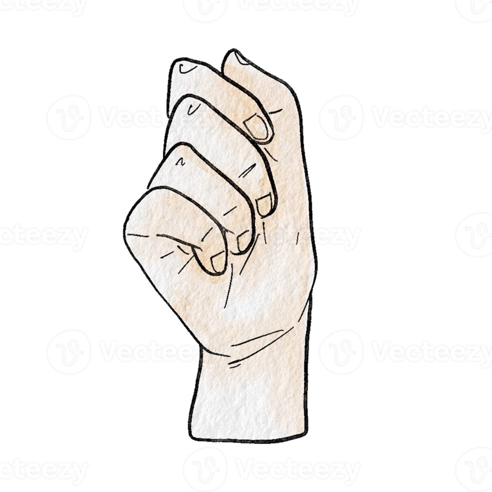 Watercolor various hand gestures png