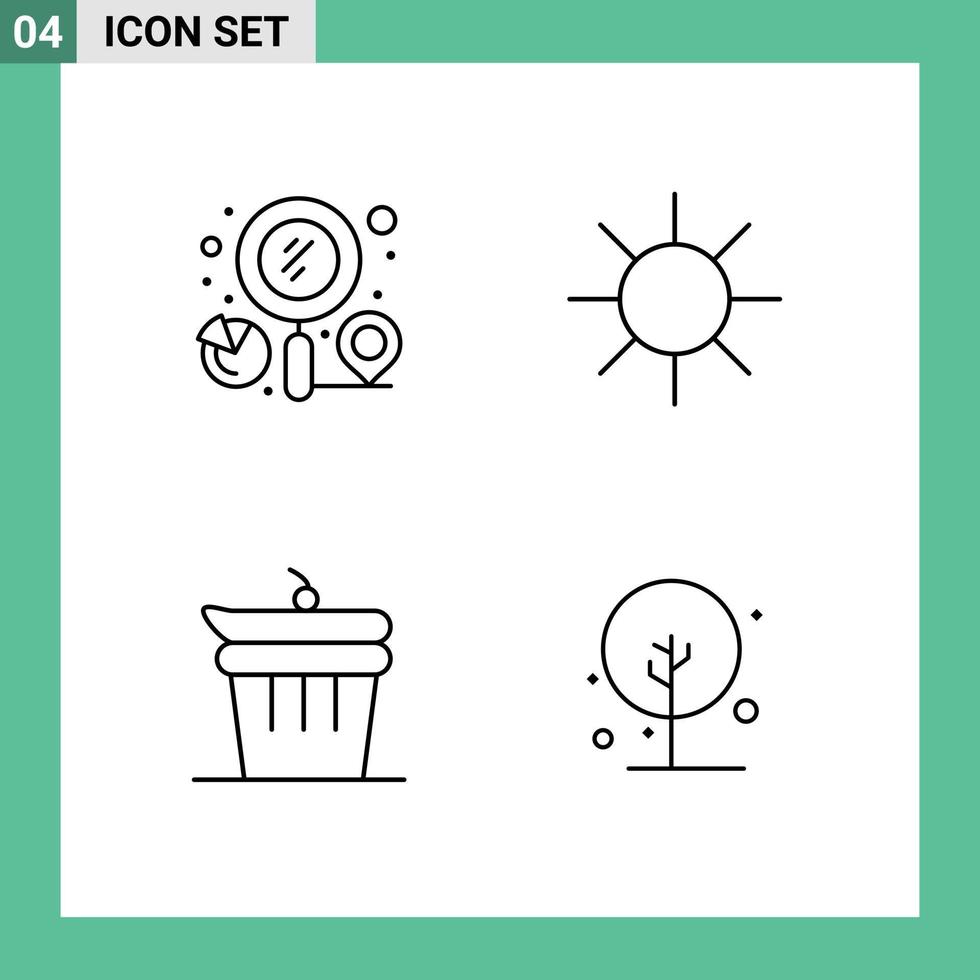 Stock Vector Icon Pack of 4 Line Signs and Symbols for finder done search logo kitchen Editable Vector Design Elements