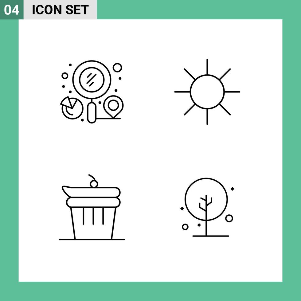 Stock Vector Icon Pack of 4 Line Signs and Symbols for finder done search logo kitchen Editable Vector Design Elements