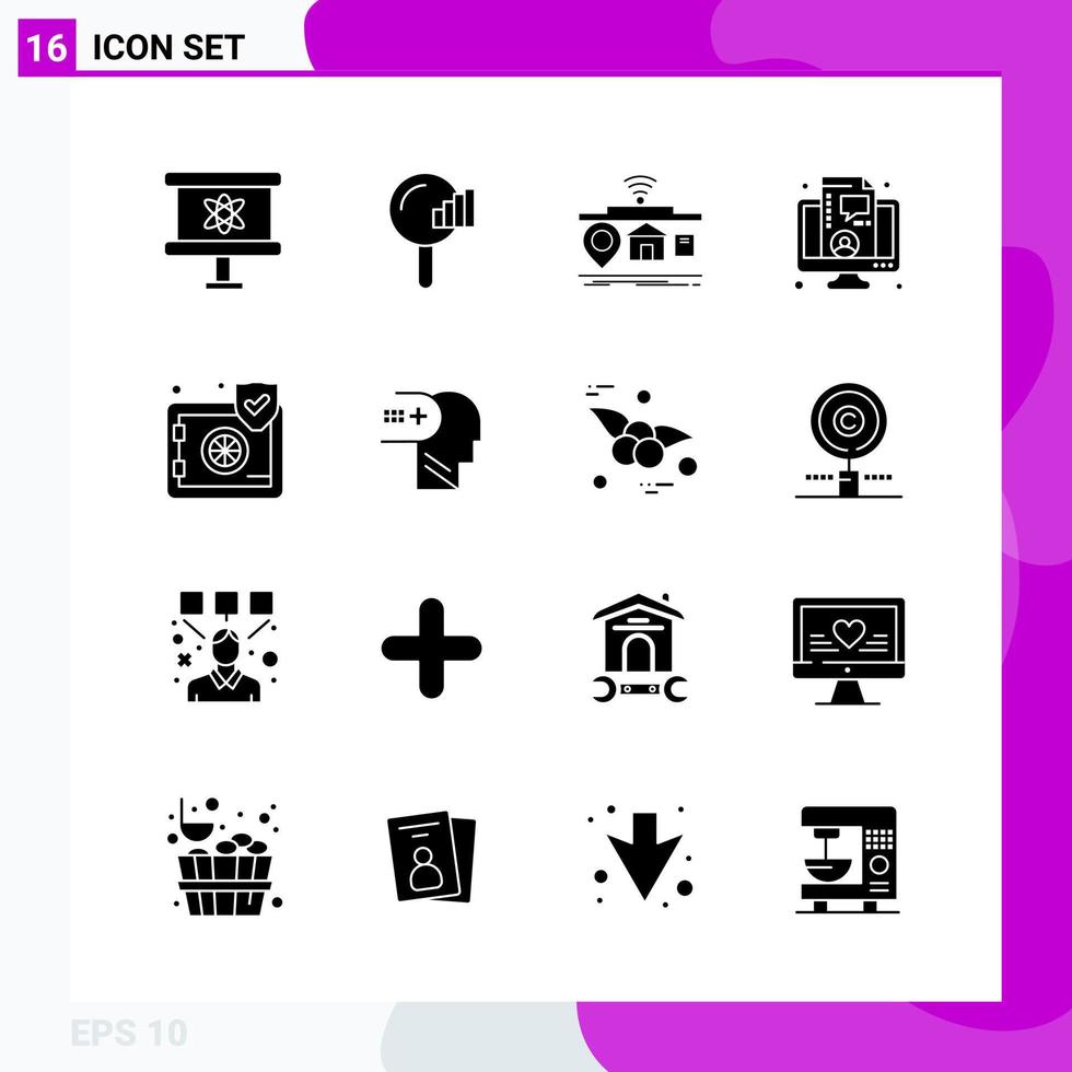 paquete de conjunto de iconos sólidos de 16 iconos de glifo aislados en fondo blanco para impresión web y fondo de vector de icono negro creativo móvil