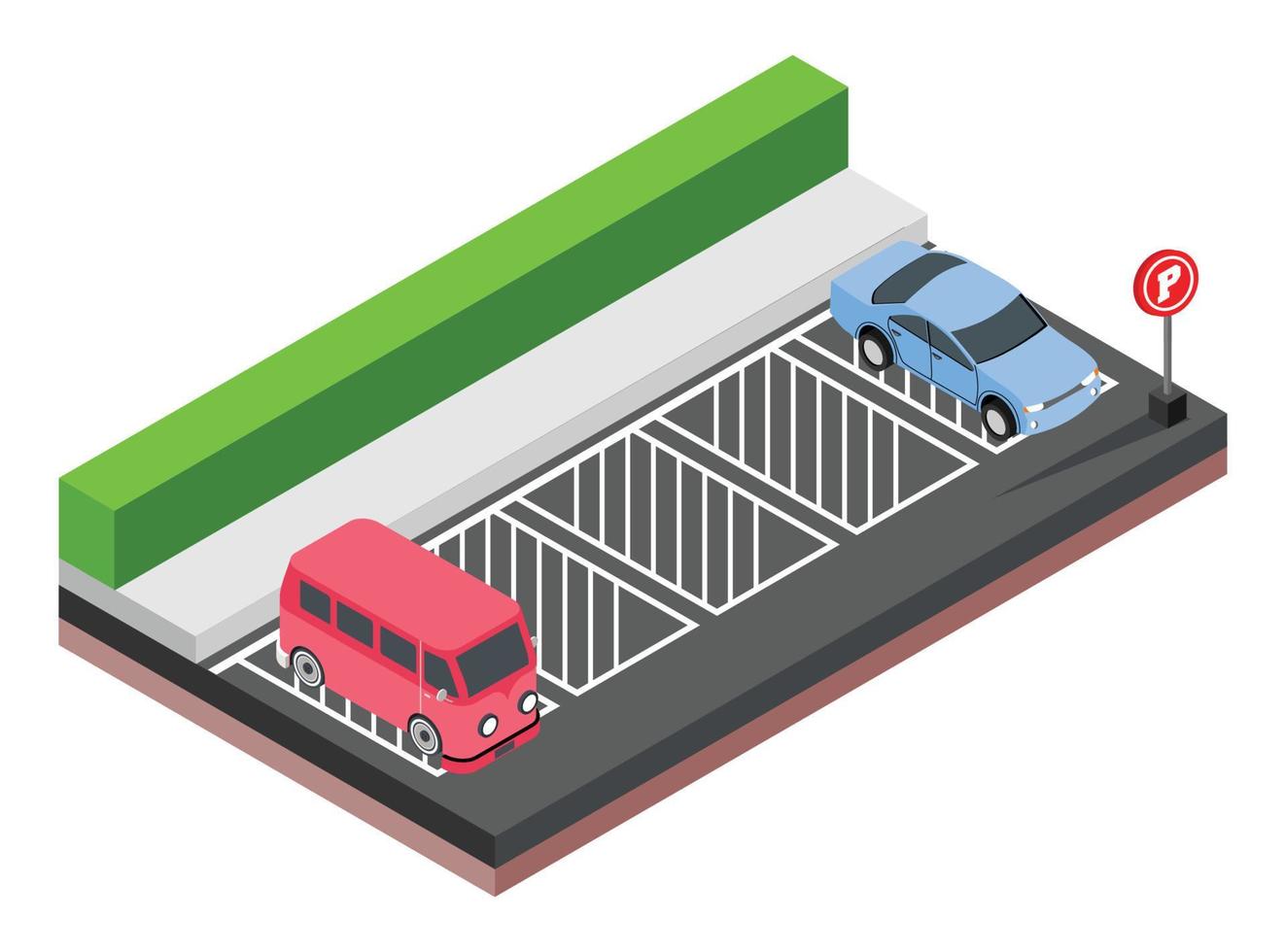 ilustración vectorial isométrica de un automóvil en un estacionamiento. adecuado para diagramas, infografías y otros recursos gráficos vector