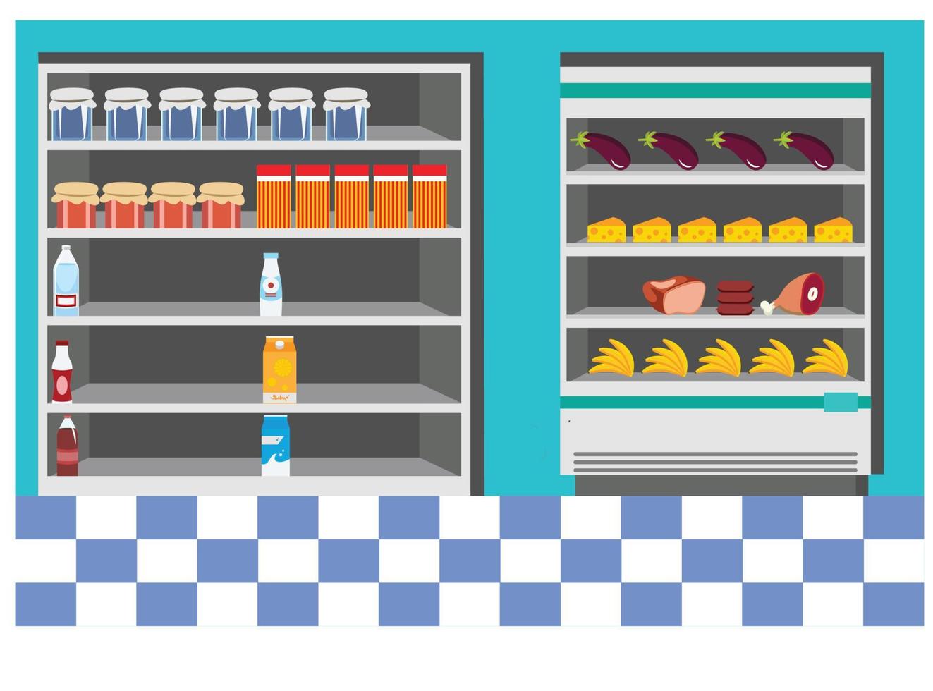 Vector illustration of shopping in minimarket with characters. Illustration Suitable for Diagrams, Infographics, And Other Graphic assets