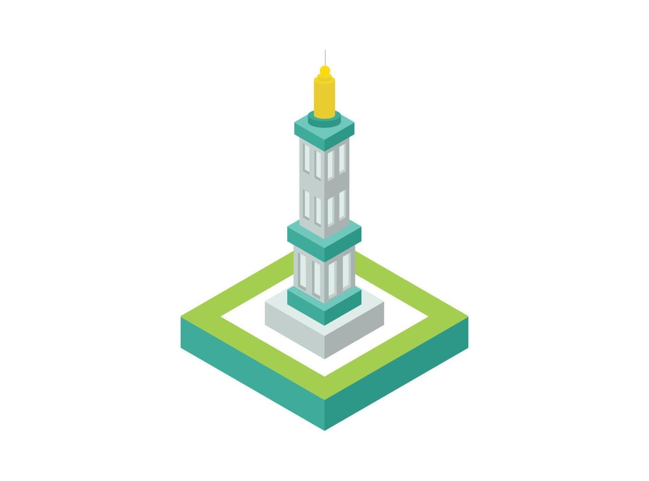 isometric illustration of an amazing mosque building, vector illustration