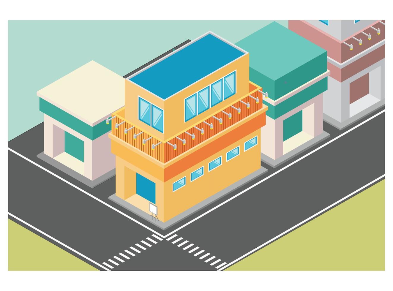 Isometric illustration of japanese city buildings vector