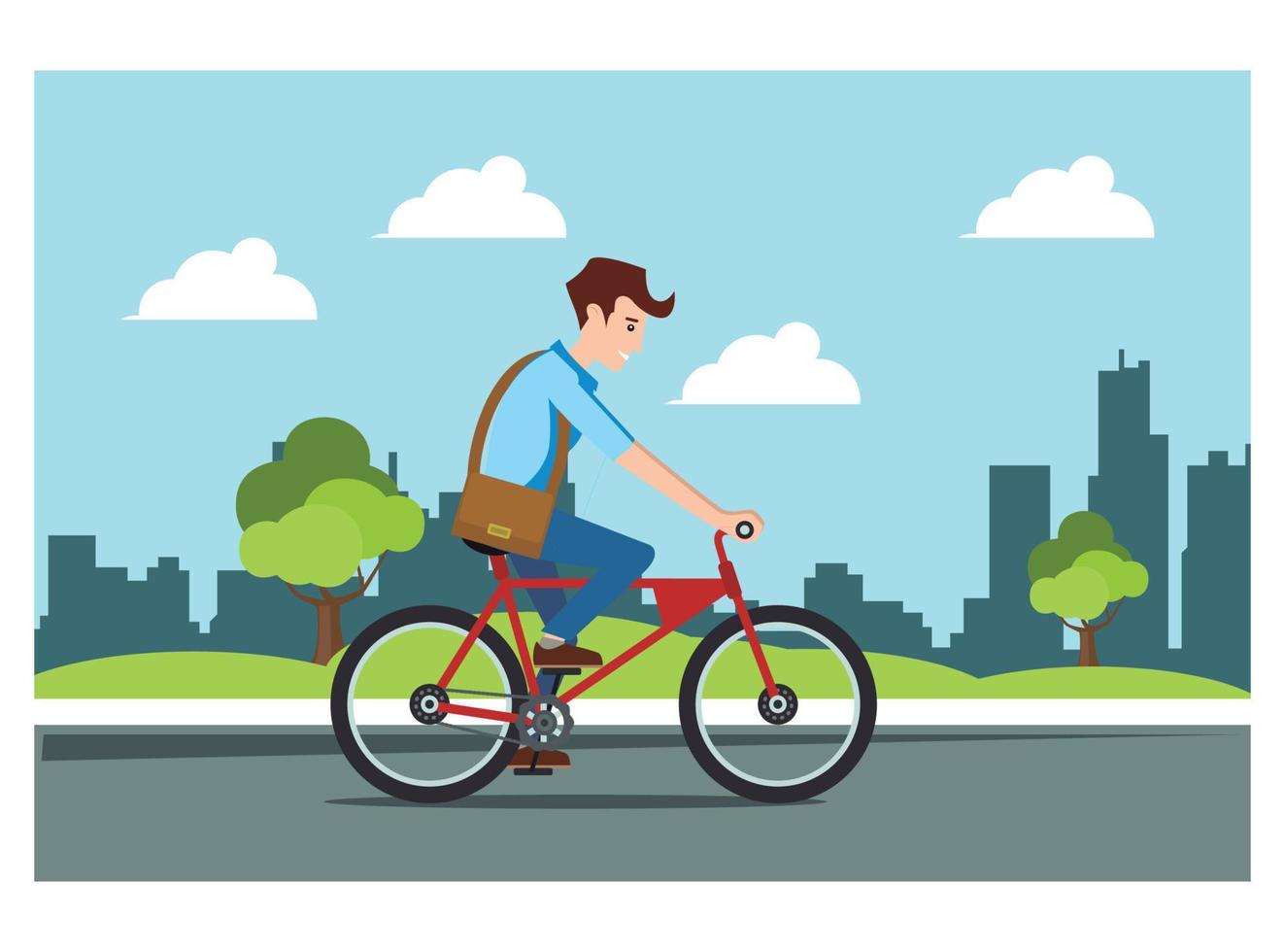 ilustración de andar en bicicleta en el parque con la familia, en la carretera en un día soleado. adecuado para diagramas, infografías y otros recursos gráficos vector