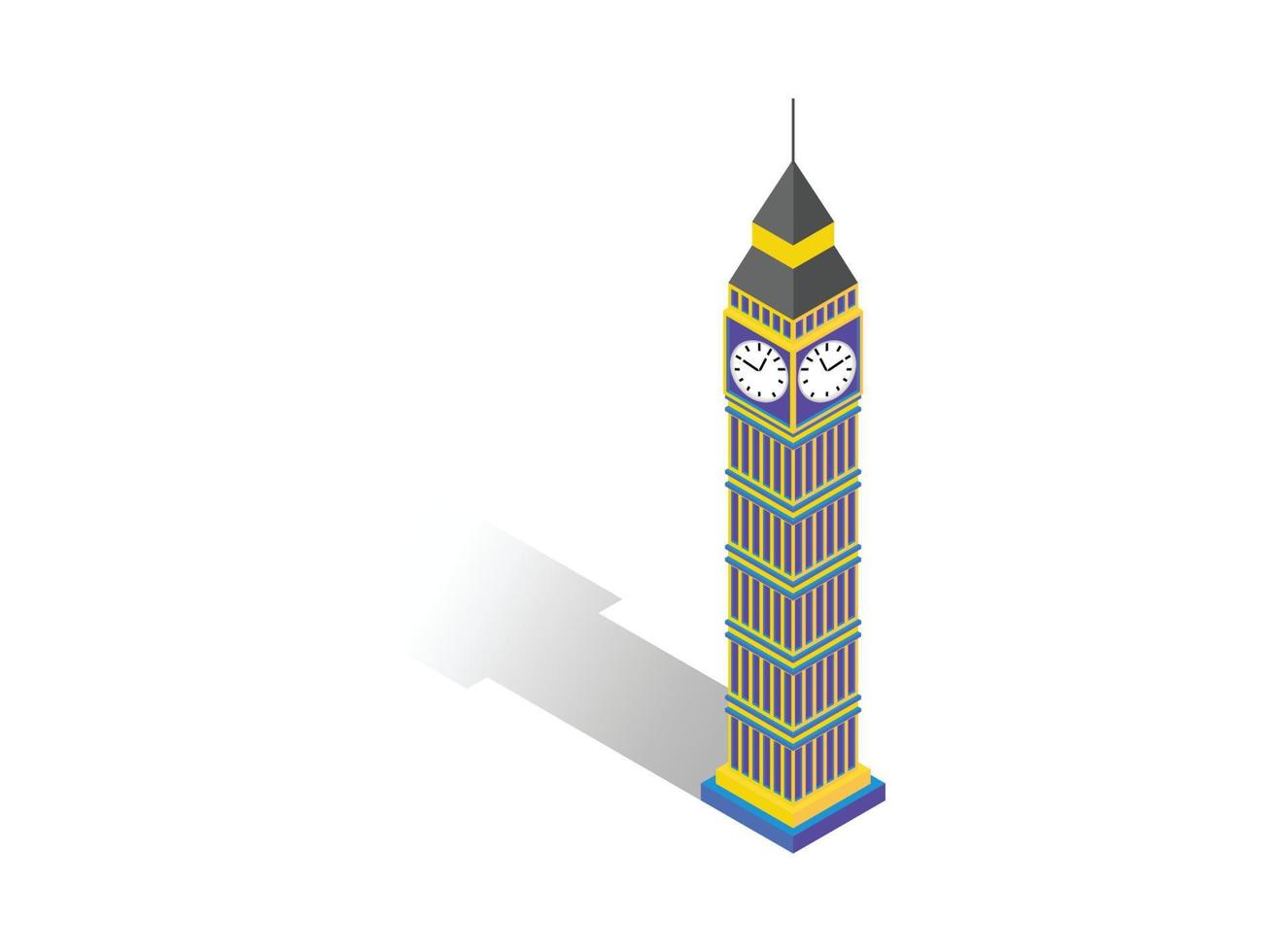 ilustración isométrica de lugares famosos en inglaterra torre del reloj big ben. ilustración isométrica vectorial adecuada para diagramas, infografías y otros activos gráficos vector