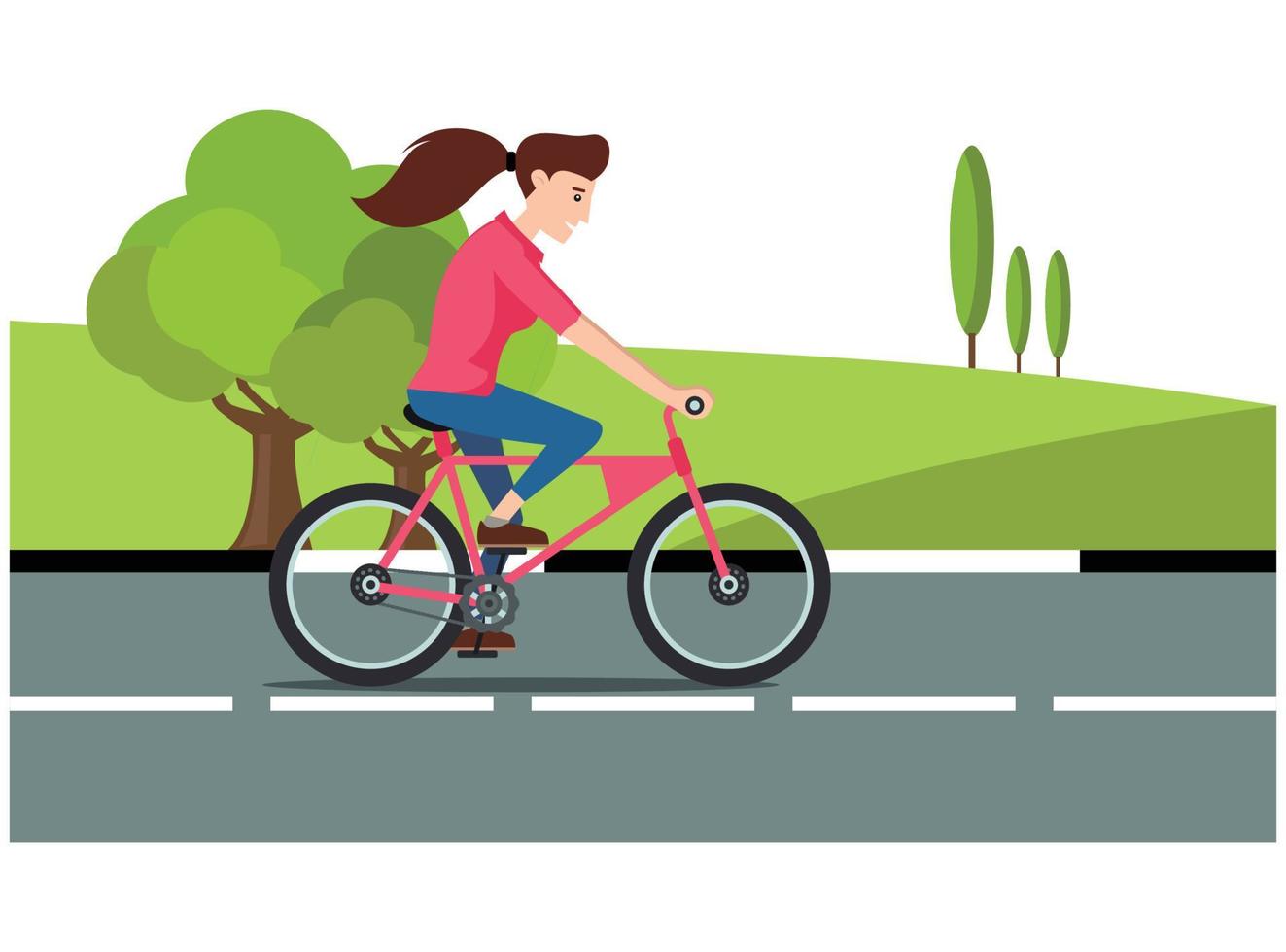 illustration of cycling in park with family, roadside in sunny day. Suitable for Diagrams, Infographics, And Other Graphic assets vector