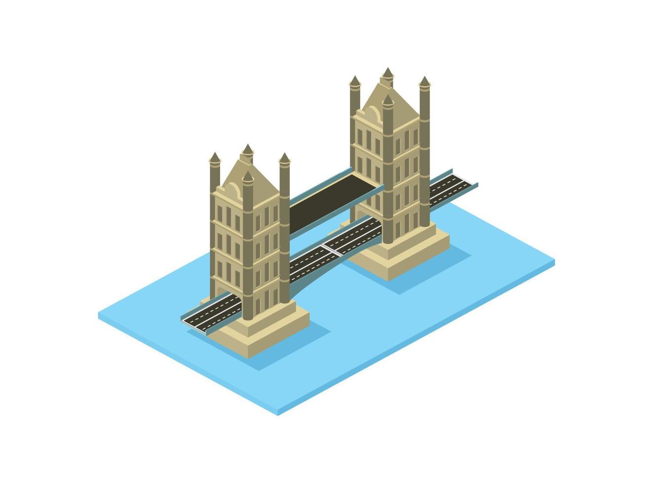 Isometric illustration of famous places in london england, tower bridge, Vector Isometric Illustration Suitable for Diagrams, Infographics, And Other Graphic assets