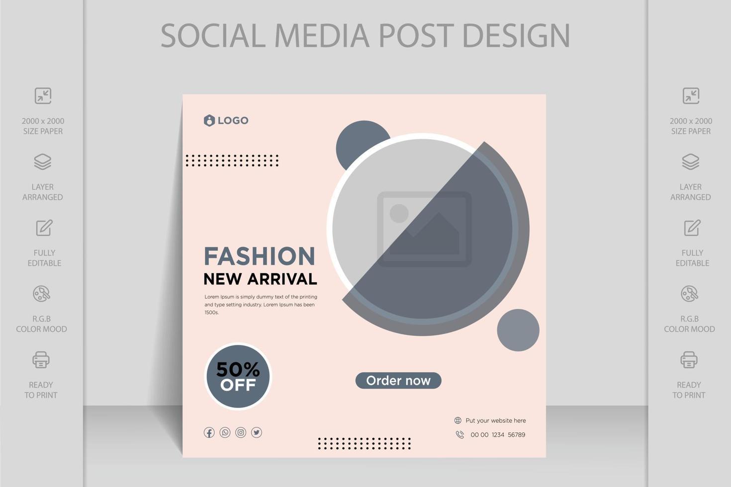 plantilla de banner web de publicación de instagram, facebook y redes sociales dinámica moderna para la venta de moda en línea vector