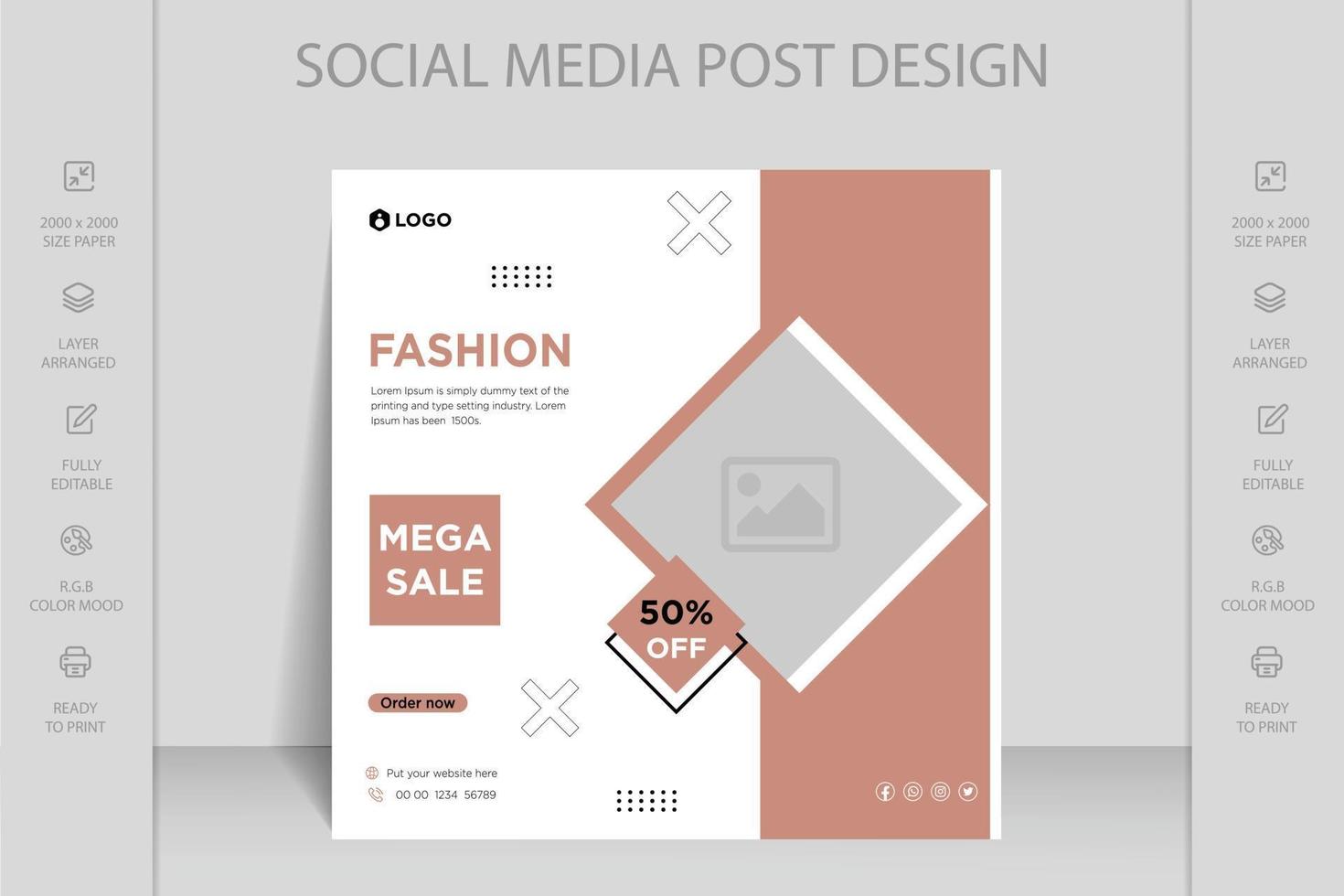 Modern dynamic Instagram, Facebook and social media post web banner template for online fashion sale vector