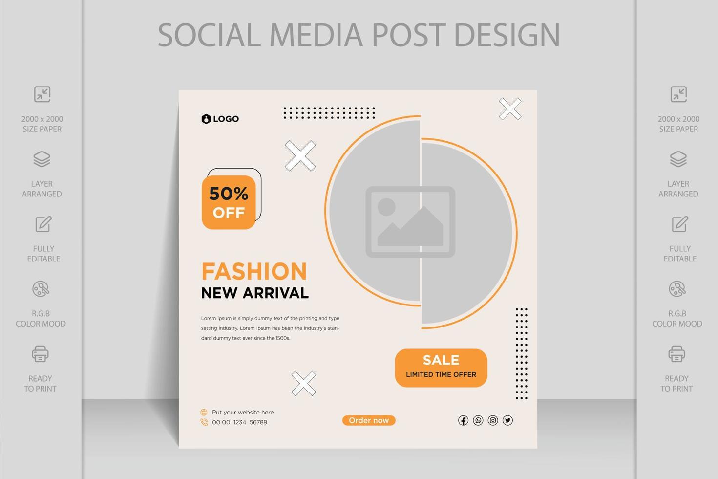 Instagram, Facebook and social media post web banner template for online fashion sale vector