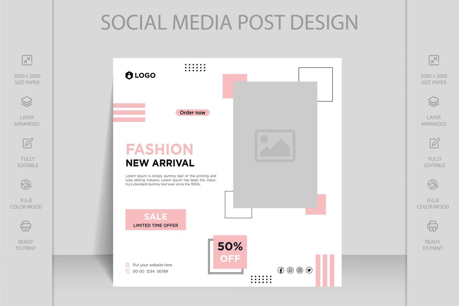 Modern dynamic Instagram, Facebook and social media post web banner template for online fashion sale vector