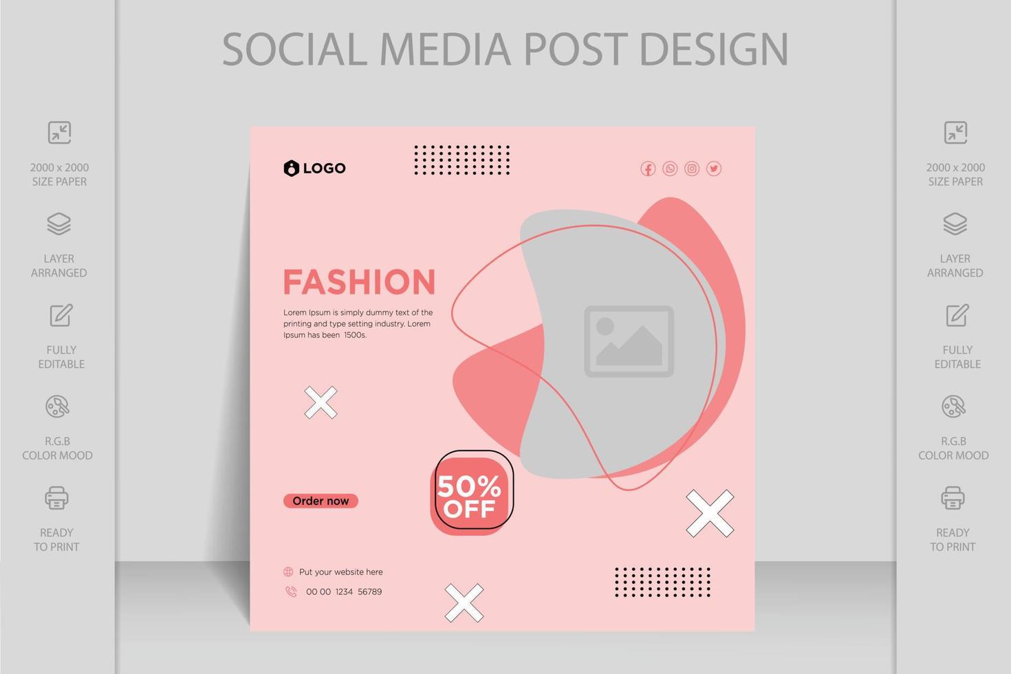 Modern dynamic Instagram, Facebook and social media post web banner template for online fashion sale vector