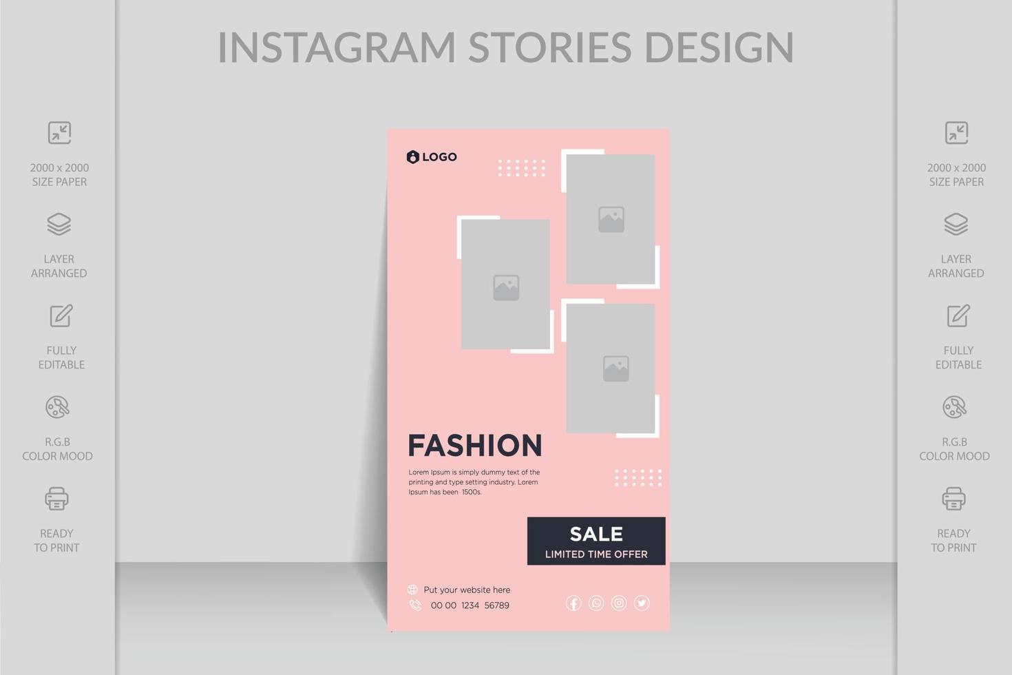 Fashion sale Facebook and Instagram story template vector