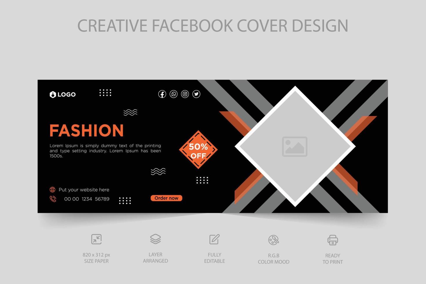 Fashion sale modern dynamic Facebook cover vector