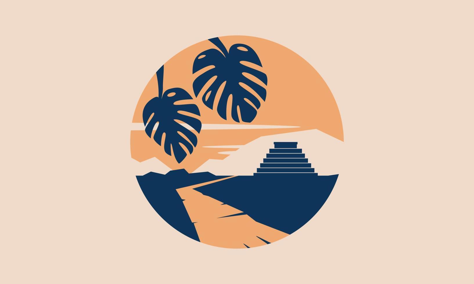 Jungle Landscape Retro Postcard Vector Illustration