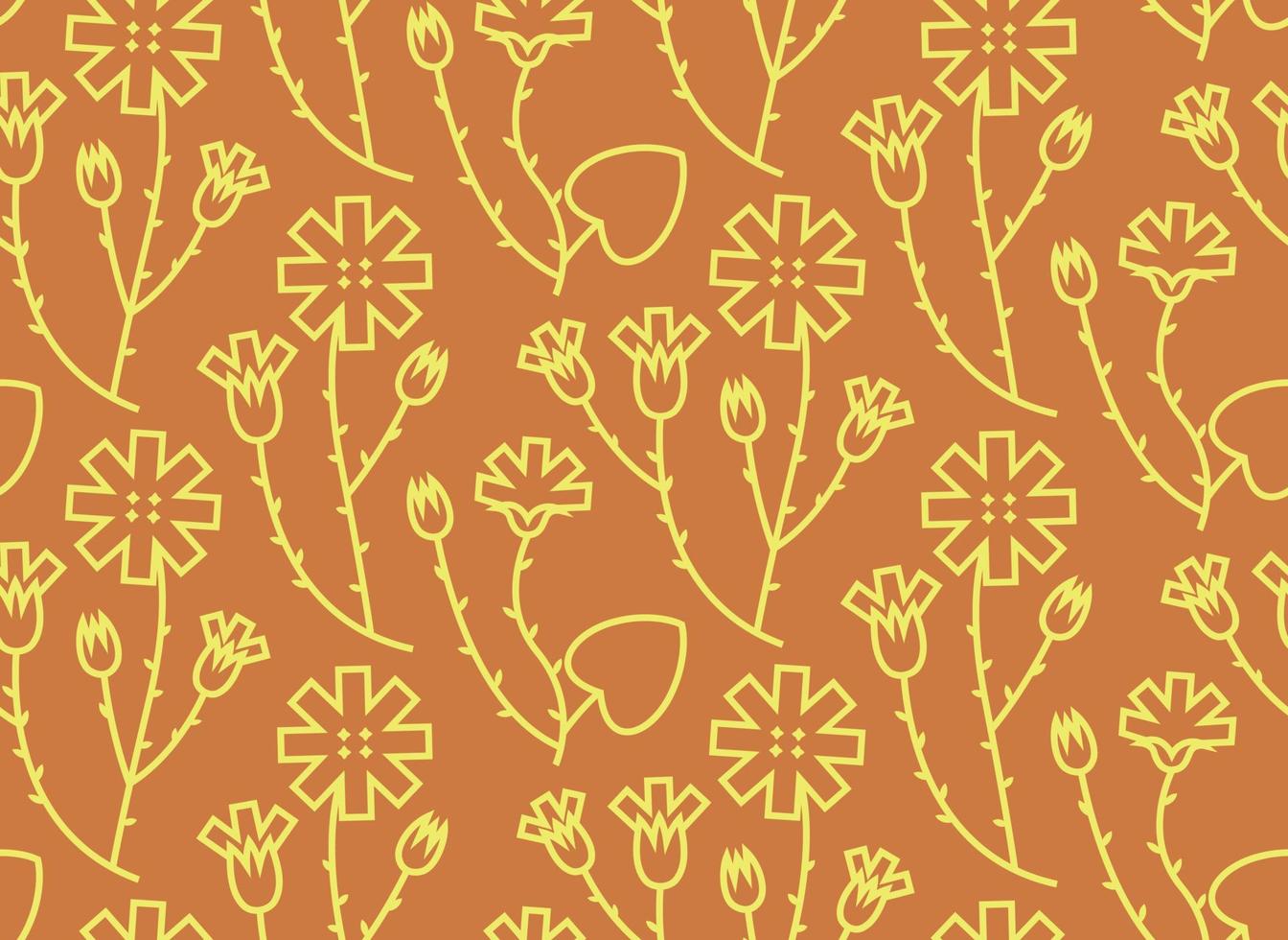Seamless pattern with mother and stepmother flower. Nature texture in outline style. vector