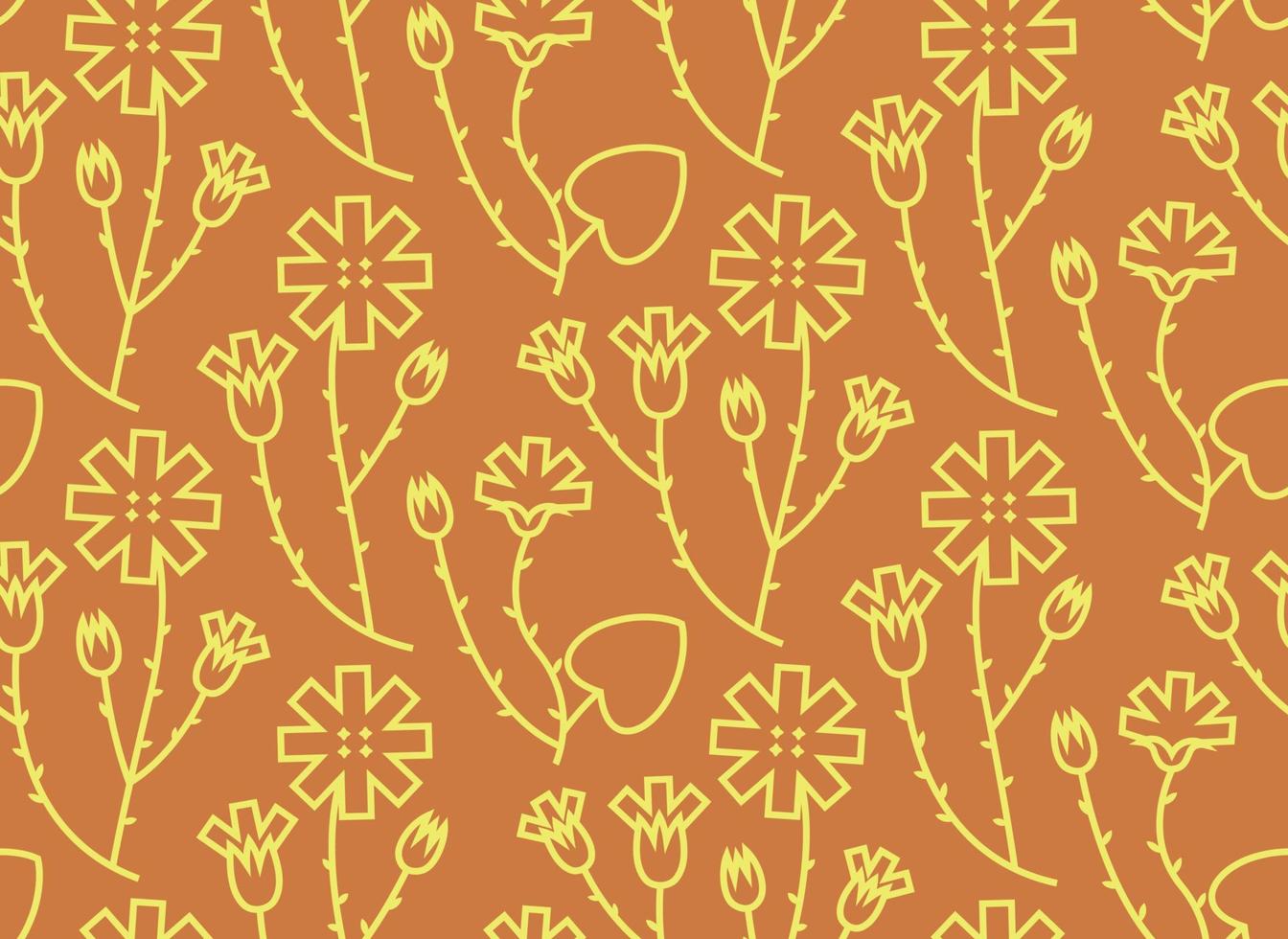 Seamless pattern with mother and stepmother flower. Nature texture in outline style. vector